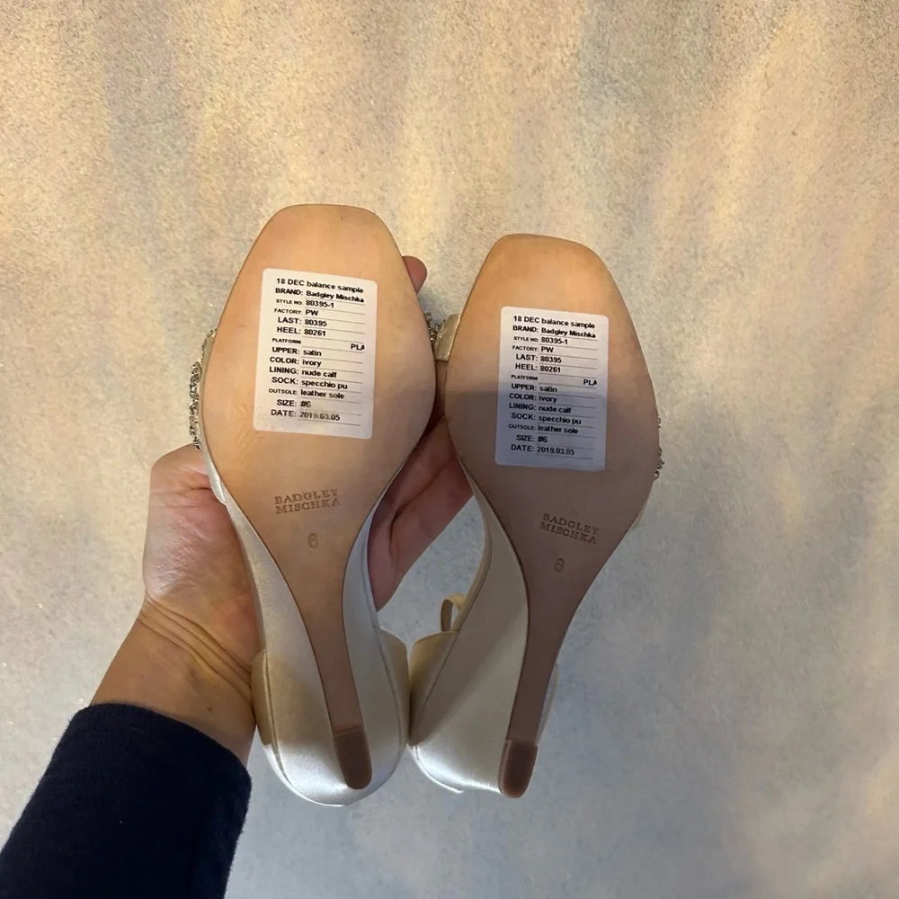 Badgley Mischka Ivory Crystal Embellished Espadrille Sandals
